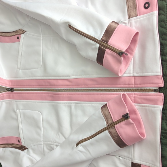 Tail Tech Womens Golf Jacket Pink/White/Bronze Zip Up Cuffs - Picture 4 of 12